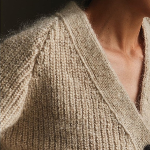 Cozy Beige Women's Cardigan Sweater - Picture 9 of 15
